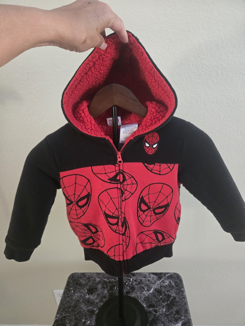 Kids Spider-Man Red & Black Hooded Zip Sweatshirt. 4T